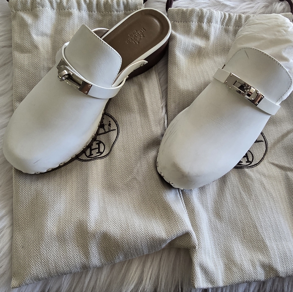 Hermes Carlotta Mule. Authentic!! White Size 38 - image 1